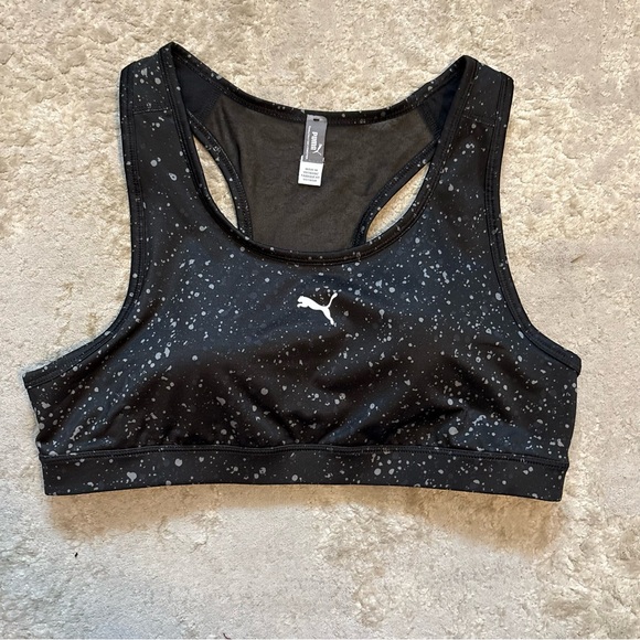Puma 4Keeps Black Galaxy Print Sports Bra With Mesh Back Size Large - Picture 4 of 10